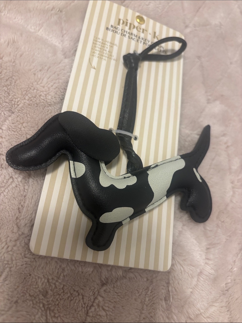 Piper J  Black and Gray Dachshund Bag Charm with Strap